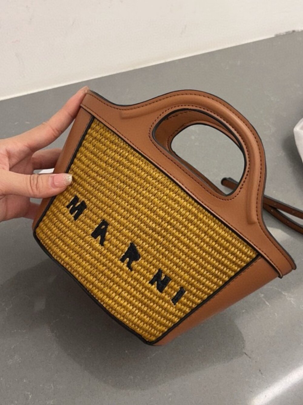 Marni - Brown - Woven Basket Bag - Mini Crossbody Bag